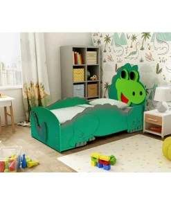 Alternative view of [Dino Small oder Big] Kinderbett in Grün Hochwertiges MDF Kinderzimmer Bett 165x87x112/205x97x120