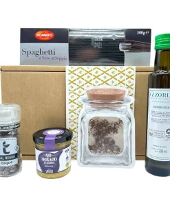 Spanisches Genussgeschenk mit schwarzen Spaghetti – Chili, Knoblauch & Olivenöl