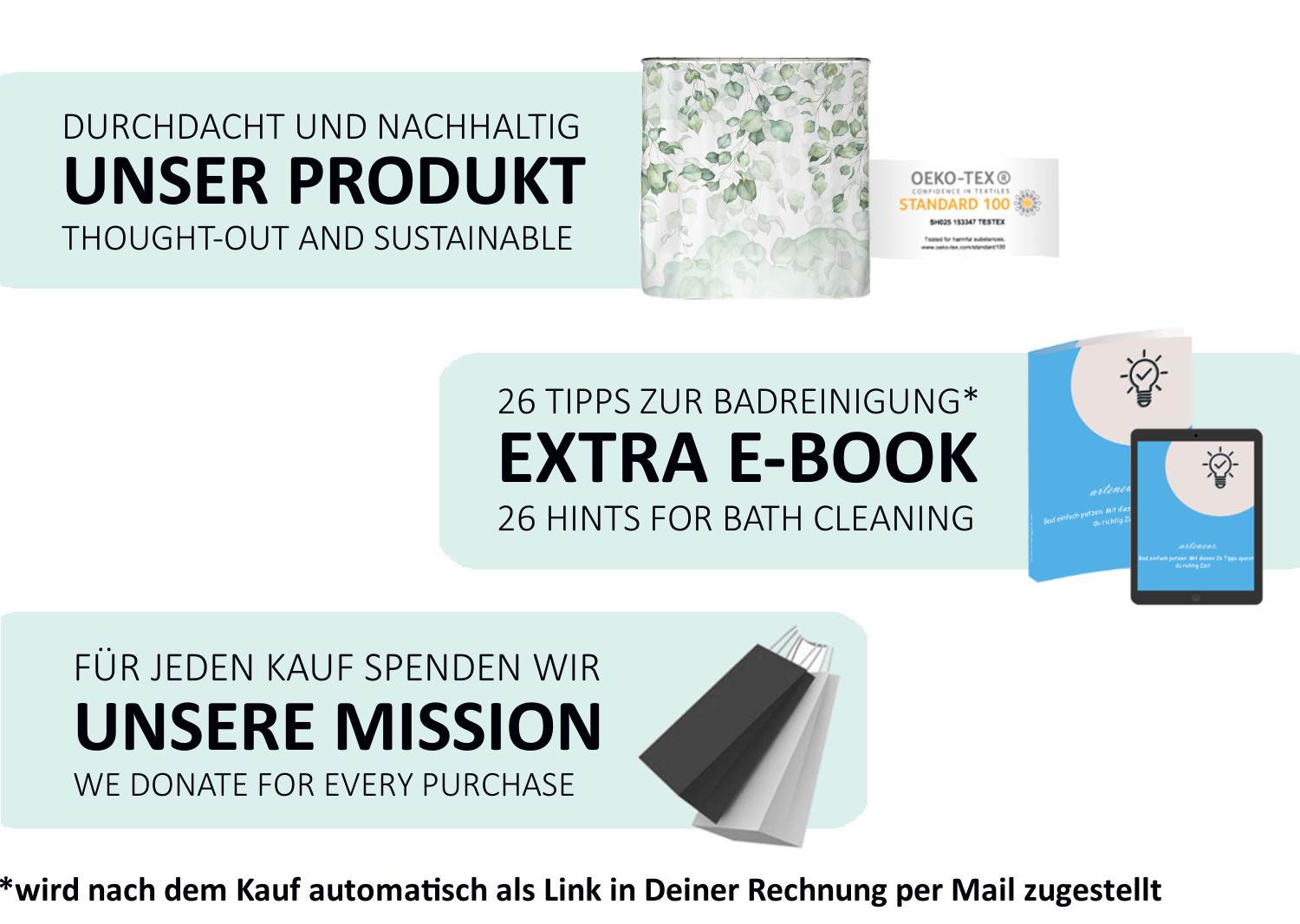 ♻️ Recycling-Duschvorhang Hängende Blätter 180×200 cm – Bild 8