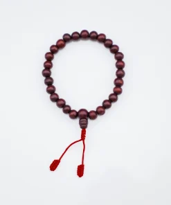 Armband aus Rosenholz mit roter Schnur, 27 Perlen, 8 mm